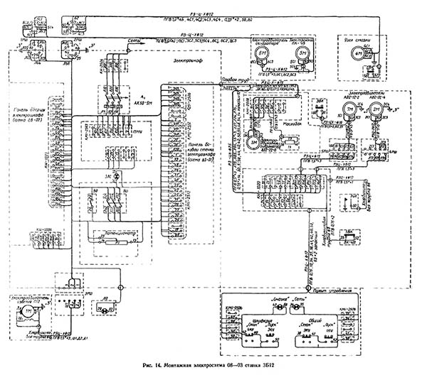 Монтажна схема круглошліфувального верстата 3Б12 Схема Монтажна круглошліфувальний верстат 3Б12